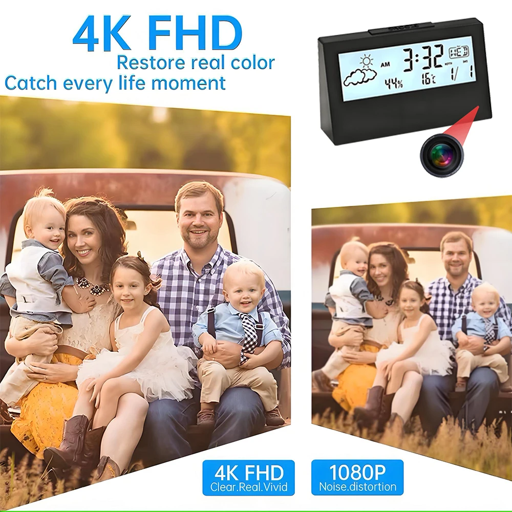 Caméra horloge WiFi 4K avec dé - Home Security No Wifi Needed avis et prix